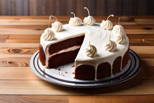 A cake with a slice taken out of it