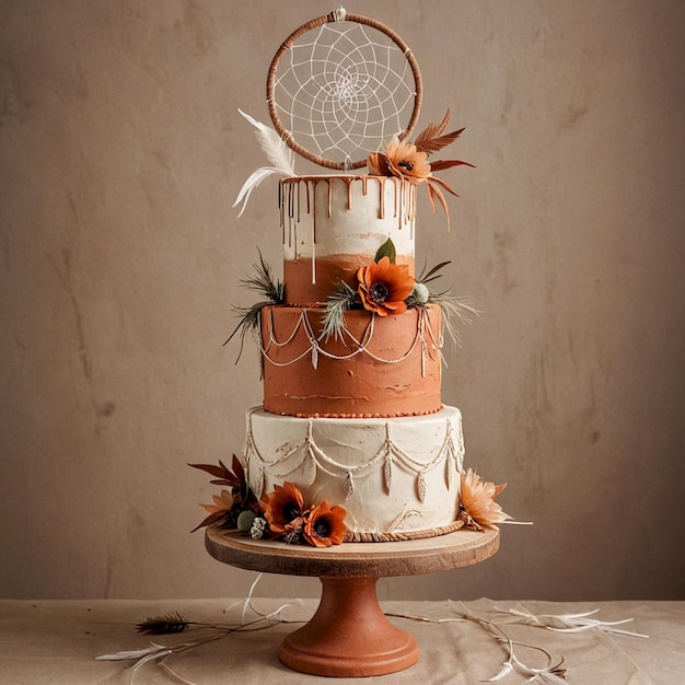 Photo a cake with a spider web on it