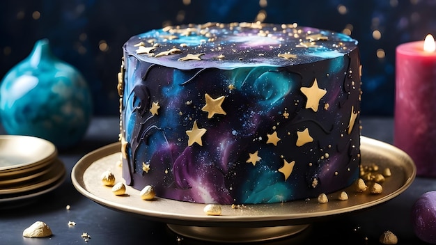 a cake with stars on it and a star on the top