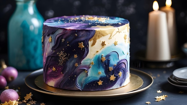 a cake with the stars on it and the stars on the top