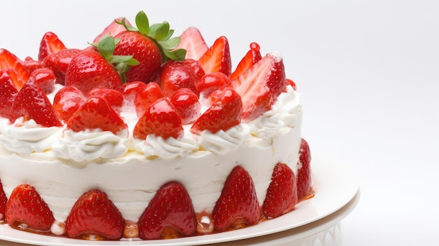 A cake with strawberries on it