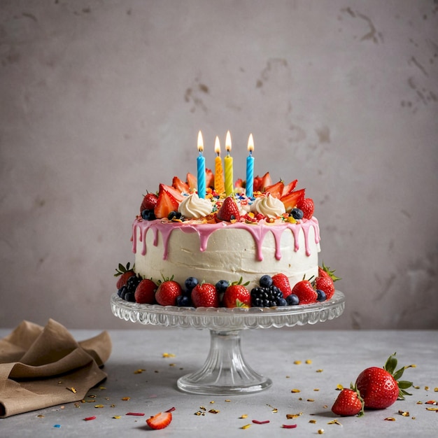 a cake with strawberries and strawberries on it