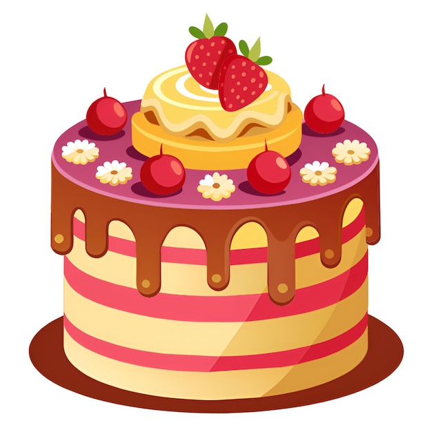 a cake with a strawberry on the top and a strawberry on the top