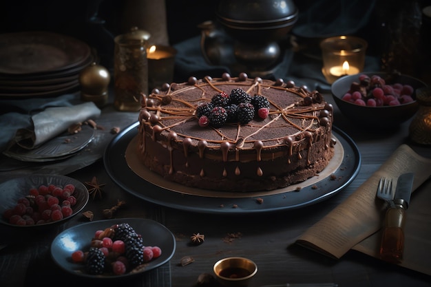 A cake with the word chocolate on it