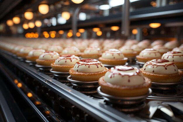 Cakes glide along automated conveyor a sweet sight in bakery