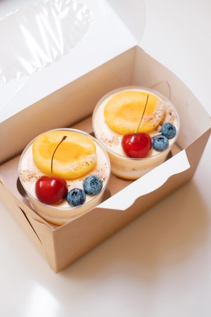 Cakes with fruits Food delivery Homemade baking