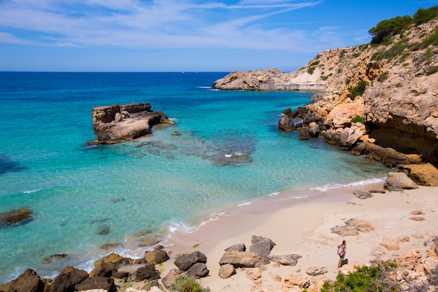 Cala Tarida in Ibiza beach at Balearic Islands