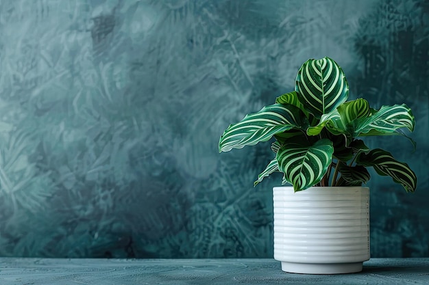 Calathea medallion plant in a white pot