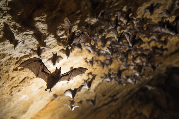 Photo calculating bat colony size in a cave system ar generative ai