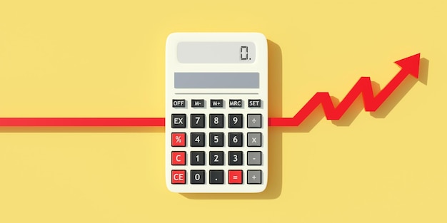 Calculator and stats business growth statistics concept 3d