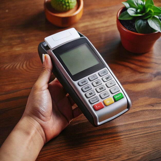 a calculator with a green leaf on the top and the word calculator on the top