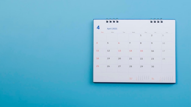 Calendar on a blue background the concept of planning