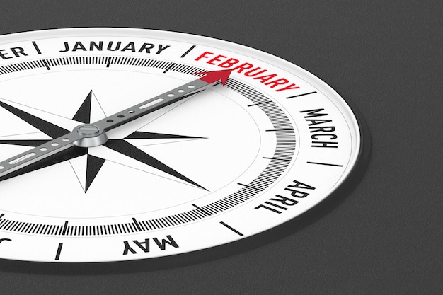 Calendar and compass on black background 3D illustration