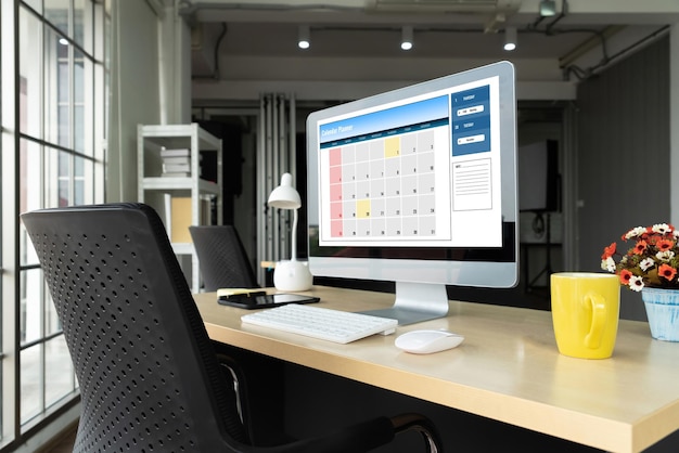 Calendar on computer software application for modish schedule planning