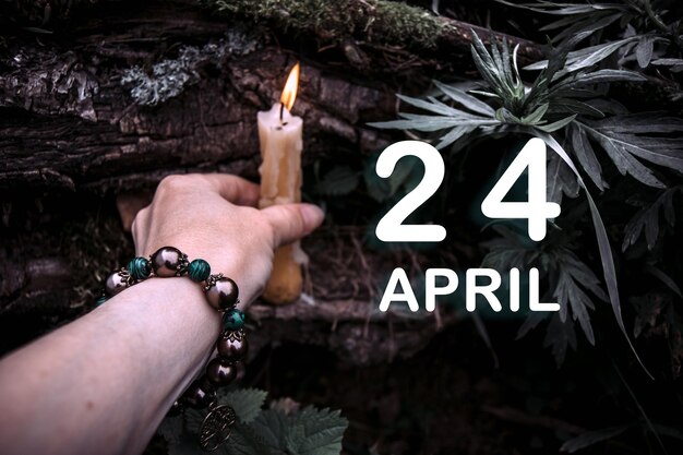 Calendar date on the background of an esoteric spiritual ritual April 24 is the twentyfourth day of the month