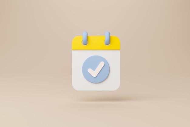 Calendar deadline or event reminder notification icon notice 3d rendering illustration