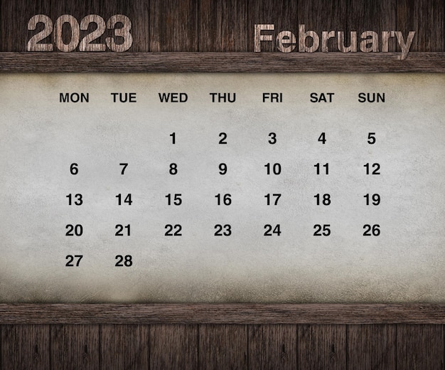 Calendar design for 2023. Grunge wall on wood background. Set of 12 calendar.