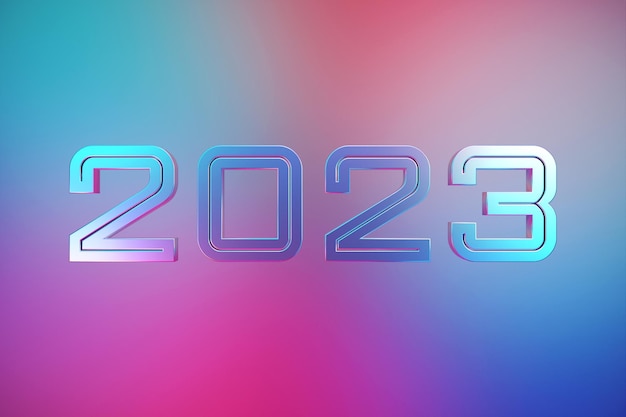 Calendar header number 2023 on pink and blue background Happy new year 2023 colorful background