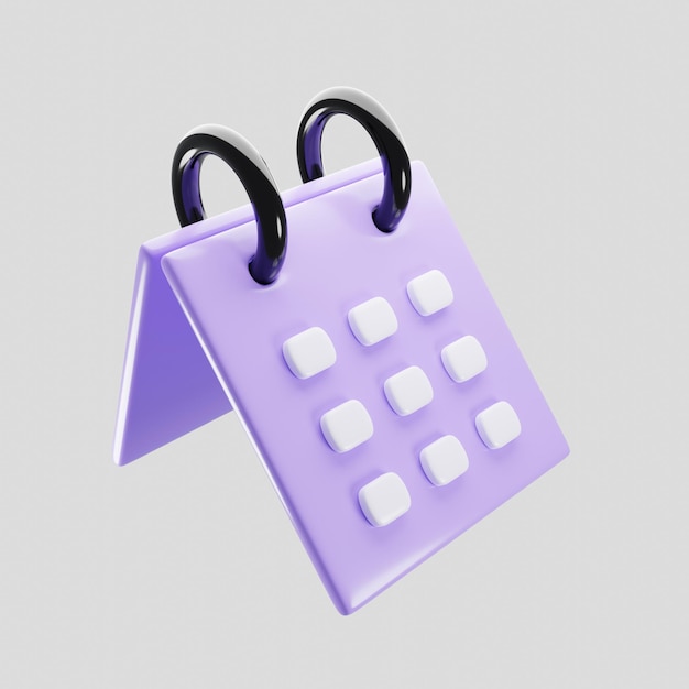 Calendar icon with cartoon style Month calendar concept 3d rendering illustration