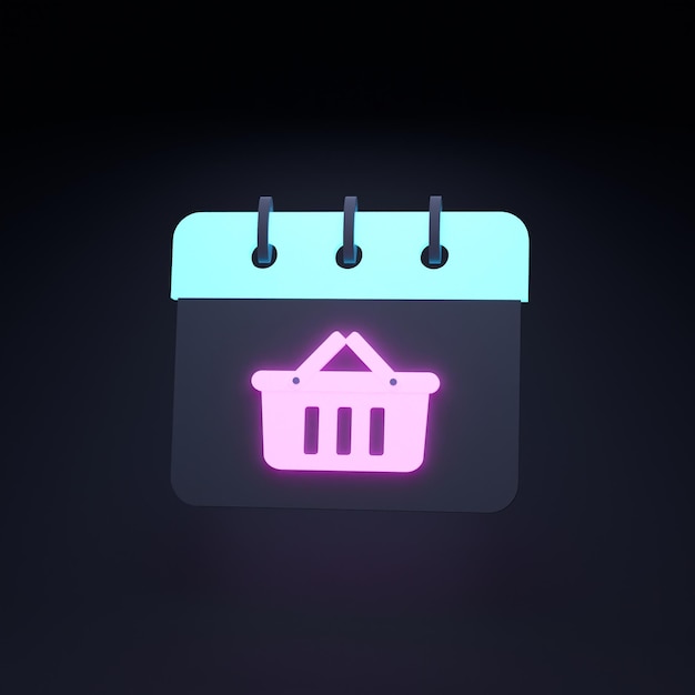 Calendar icon with a planned purchase 3d render illustration