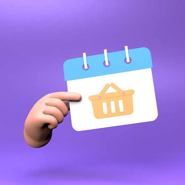 Calendar icon with a planned purchase 3d render illustration