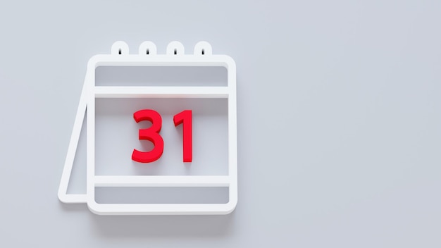 Calendar minimal icon Symbol in 3D rendering isolated on white gray background