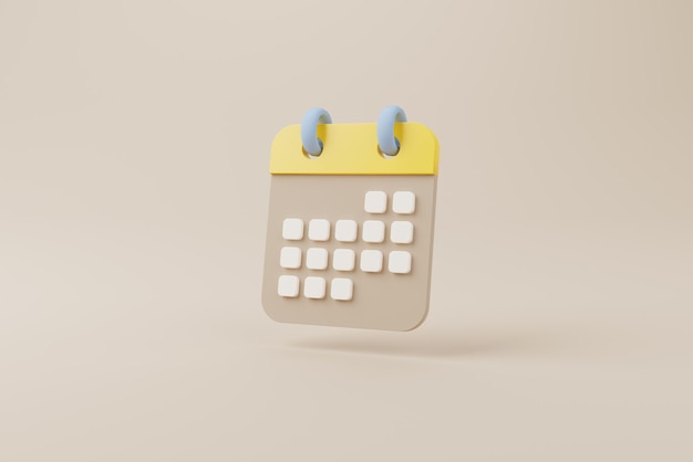 Calendar minimal simple design on brown background 3d rendering illustration