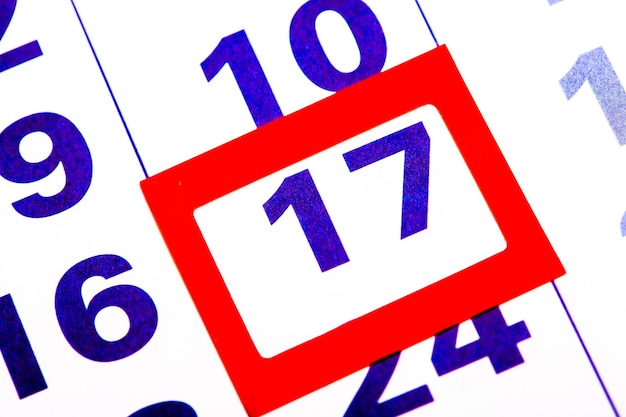 The calendar. number with a red square. organizer