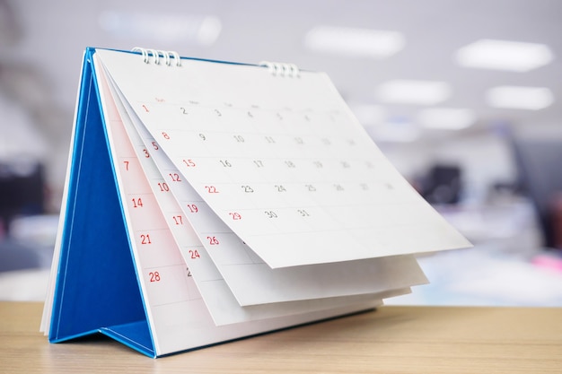 Calendar page flipping on office table