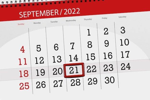 Calendar planner for the month september 2022 deadline day 21 wednesday