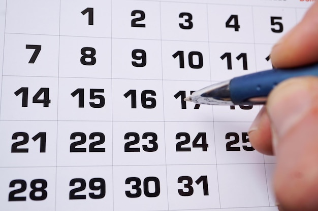 calendar to record appointments and events