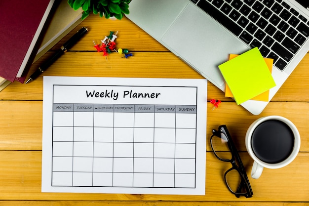 Photo calendar weekly plan doing business or activities with in a week.