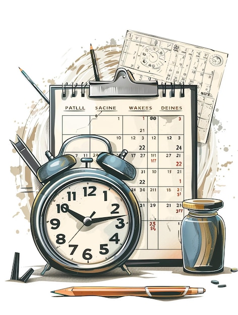 Photo a calendar with a clock and a calendar that says quot old time quot