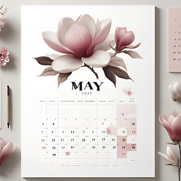 a calendar with a flower on it says may 2009