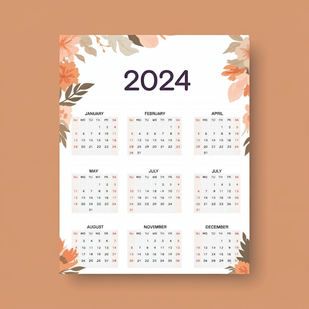 Photo a calendar with a flower pattern and the year 2012 on it