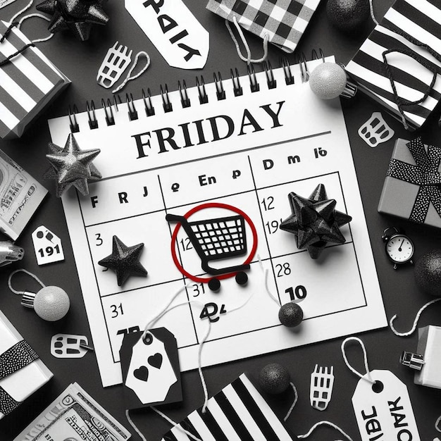 Photo a calendar with a red circle on it that says friday friday