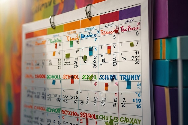 Calendar with school events