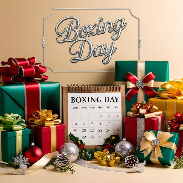 Photo a calendar with a white background with a date of boxing day