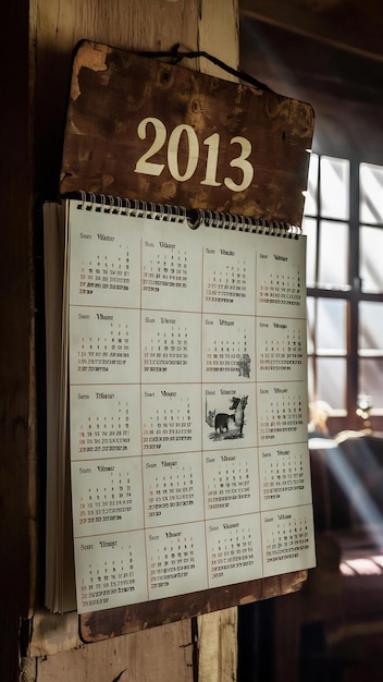 Photo a calendar with the year 2013 on it