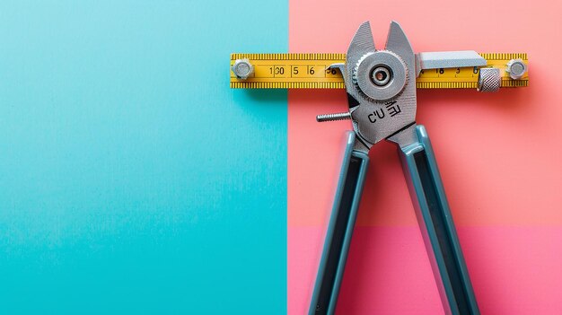 Photo calipers isolated on a flat color background