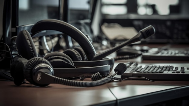 Call center help desk computer or headset