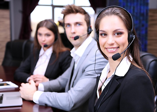 Call center operators at work