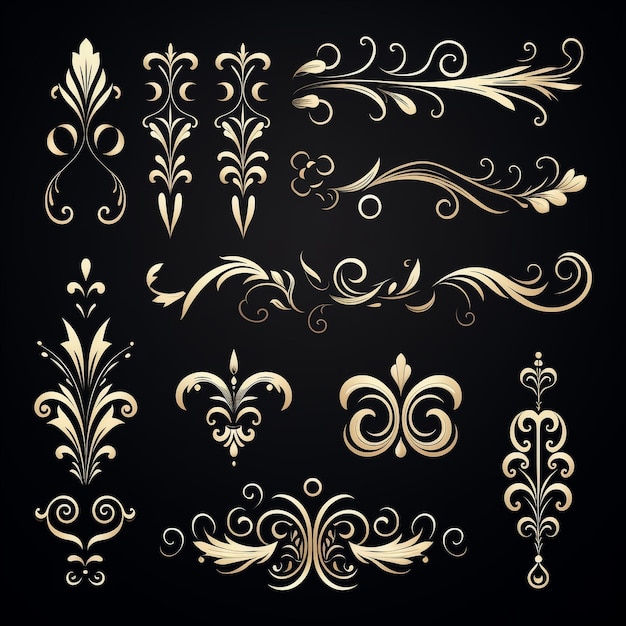 calligraphic set of designs