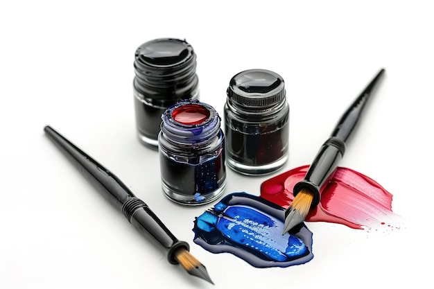 Calligraphy Ink Set Isolated In Transparent Background