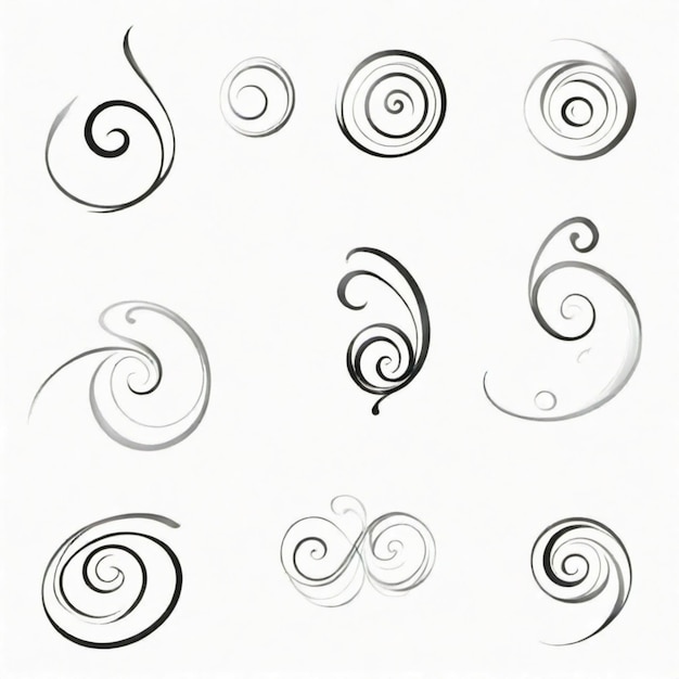 Photo calligraphy swirls vector set white background isolated