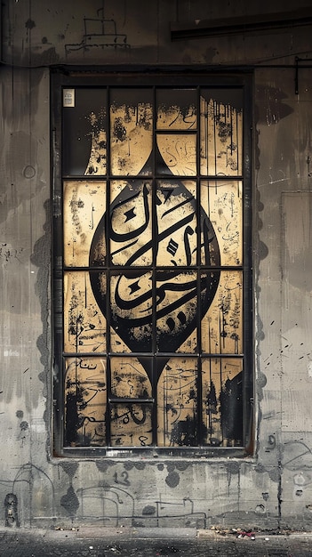 Calligraphy on a Window Islamic Font Nature Design