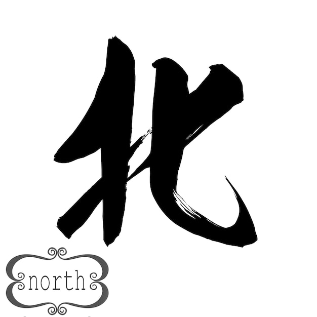 Calligraphy word of north in white background