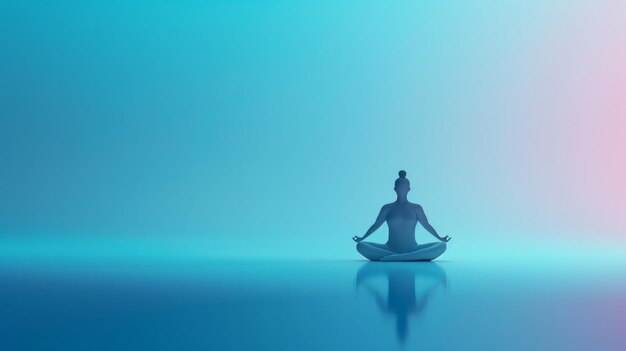 A calm figure meditates isolated on a gradient background