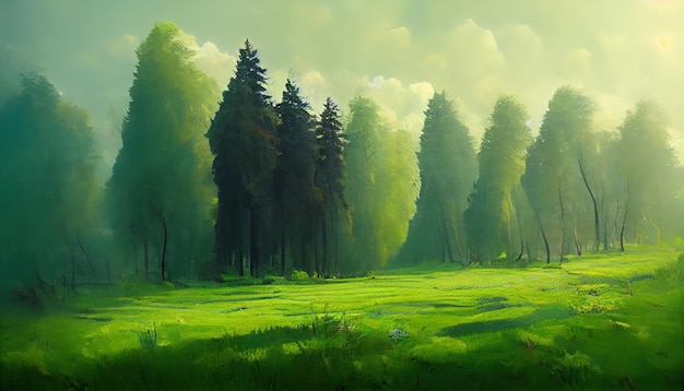 Calm green forest