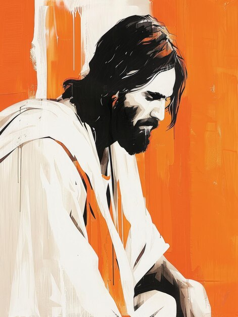 Photo calm jesus christ portrait depicted in classic art style with warm tones